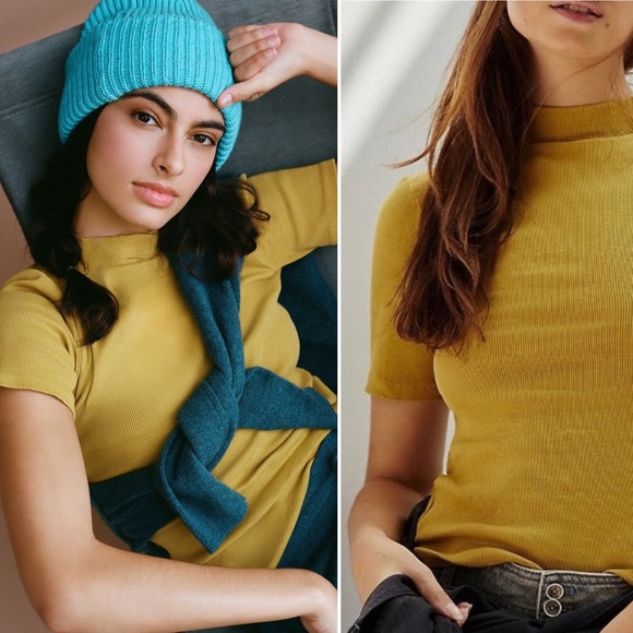 Anthropologie Tops - NWT ANTHROPOLOGIE MASON Ribbed Mock Neck Top Small